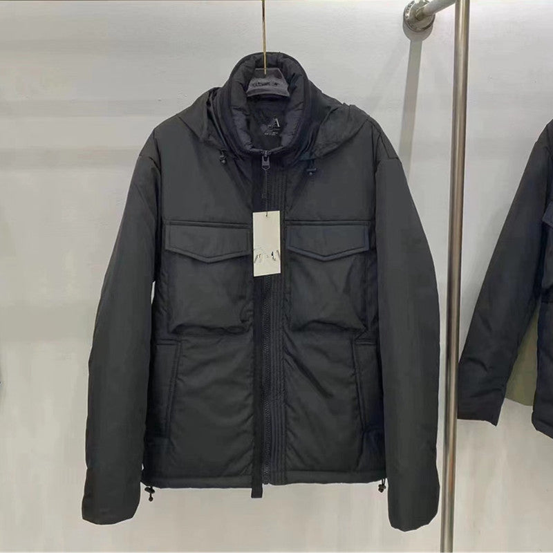 Herren lässige Outdoorjacke mit abnehmbarer Kapuze und großzügigen Taschen Hedi-Mode