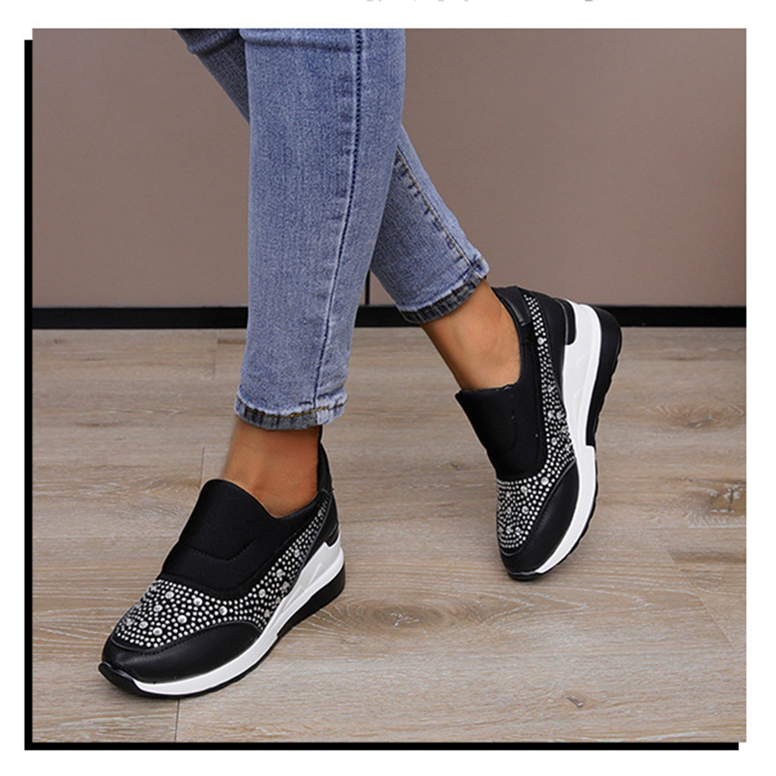 Damen Sportliche Sneakers mit funkelnden Strassdetails R&B
