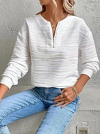 Damen Moderner Sweatshirt mit Halbreißverschluss und strukturiertem Design R&B