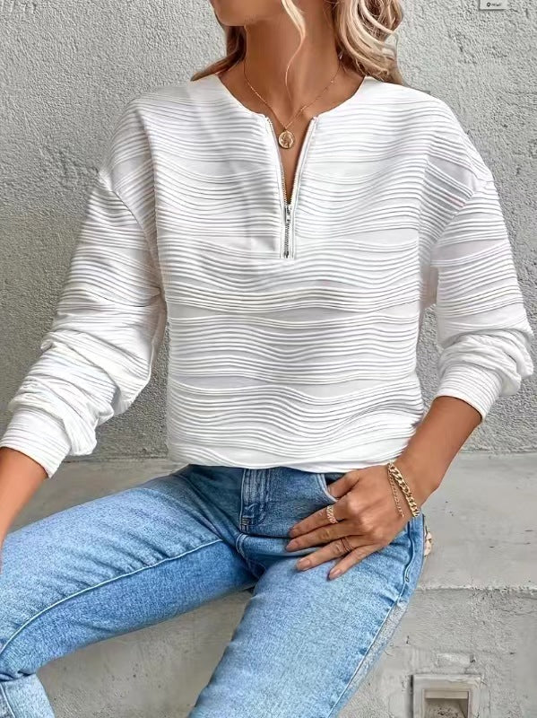 Damen Moderner Sweatshirt mit Halbreißverschluss und strukturiertem Design R&B