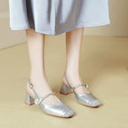 Damen Slingback Pumps mit funkelndem Strass und eleganter Schnalle