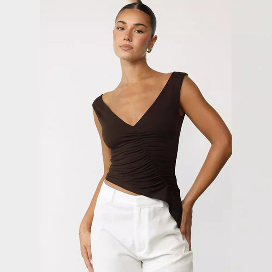 Damen figurbetontes Top mit Rüschendetails R&B