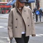 Damen Oversized Wolljacke mit doppelter Knopfleiste R&B