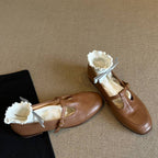 Damen Ballerinas mit elegantem Riemchen und glänzender Oberfläche R&B