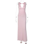 Damen Elegantes Kleid mit tiefem V-Ausschnitt und raffiniertem Rücken R&B
