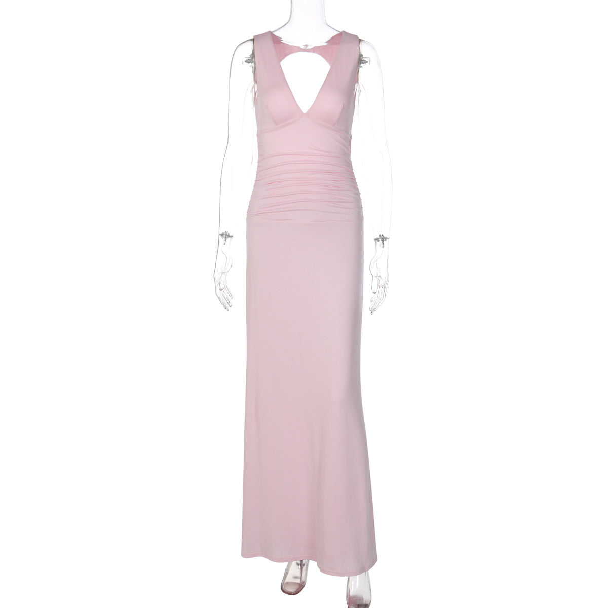 Damen Elegantes Kleid mit tiefem V-Ausschnitt und raffiniertem Rücken R&B