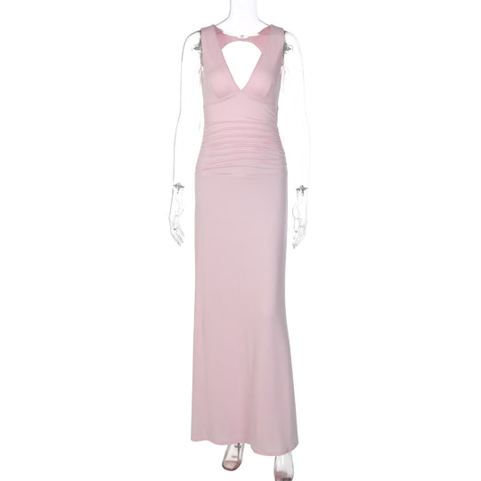 Damen Elegantes Kleid mit tiefem V-Ausschnitt und raffiniertem Rücken R&B
