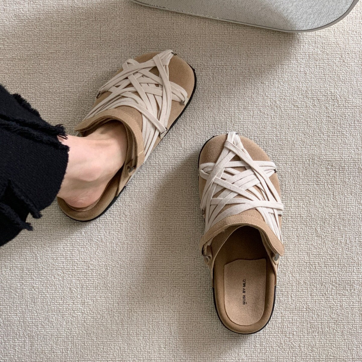 Damen Clogs mit geflochtenem Design und komfortablem Fußbett R&B