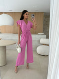 Damen eleganter Jumpsuit mit voluminösen Ärmeln und schmaler Taillenbetonung R&B