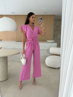 Damen eleganter Jumpsuit mit voluminösen Ärmeln und schmaler Taillenbetonung R&B