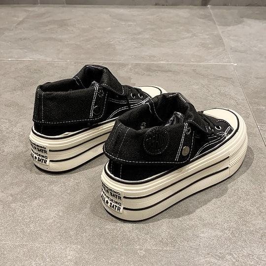 Damen High-Top Sneakers mit modischem Plateau und verstellbarem Knöchelriemen R&B
