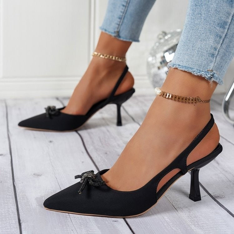 Damen Slingback Pumps mit glamourösem Schleifen-Design