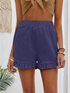 Damen Shorts mit Rüschendetails und Elastischem Bund R&B