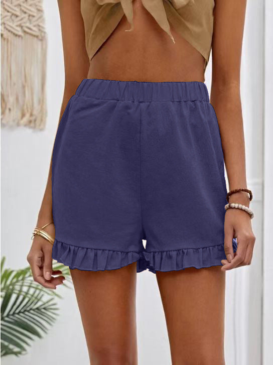 Damen Shorts mit Rüschendetails und Elastischem Bund R&B