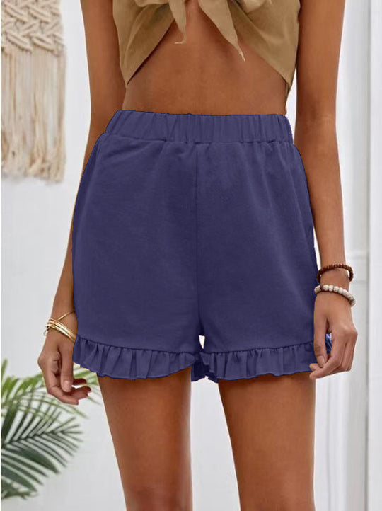 Damen Shorts mit Rüschendetails und Elastischem Bund R&B