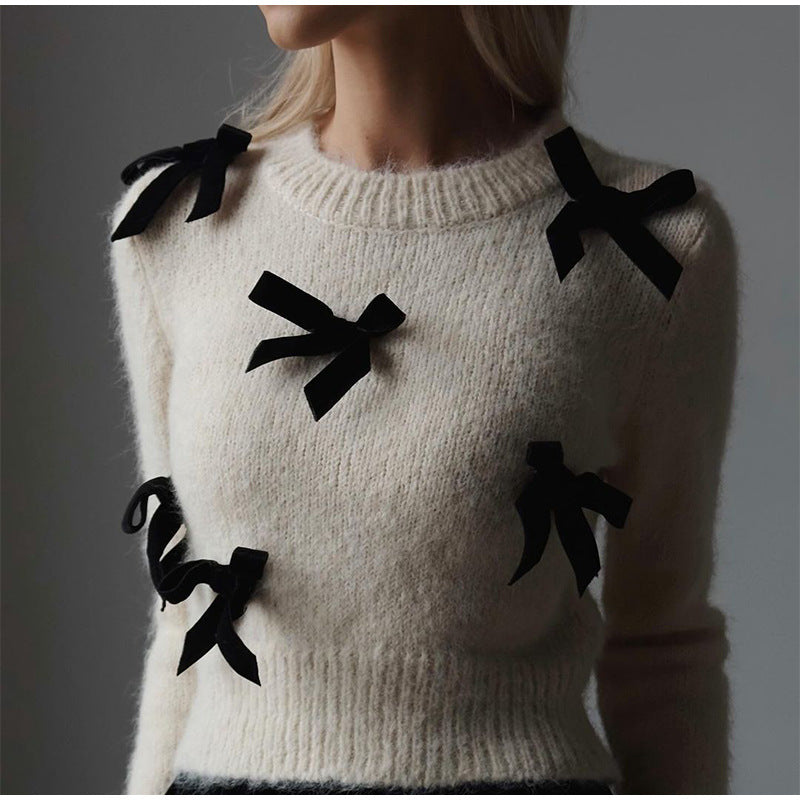 Damen Strickpullover mit verspielten Schleifendetails R&B