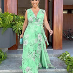Damen Maxikleid mit fließendem Schnitt und eleganten Rüschendetails EB