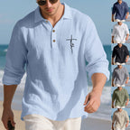 Herren Langarm-Polohemd mit strukturiertem GewR&Be und modischer Knopfleiste R&B