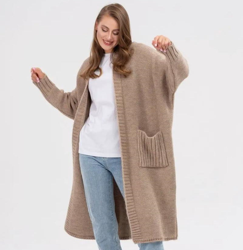 Damen Gemütlicher Strickmantel mit großen Taschen und oversized Schnitt R&B