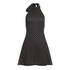 Damen Polka Dots Hängerkleid mit hohem Kragen R&B