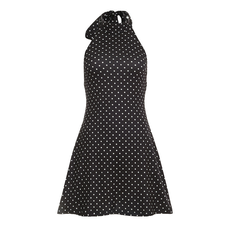Damen Polka Dots Hängerkleid mit hohem Kragen R&B