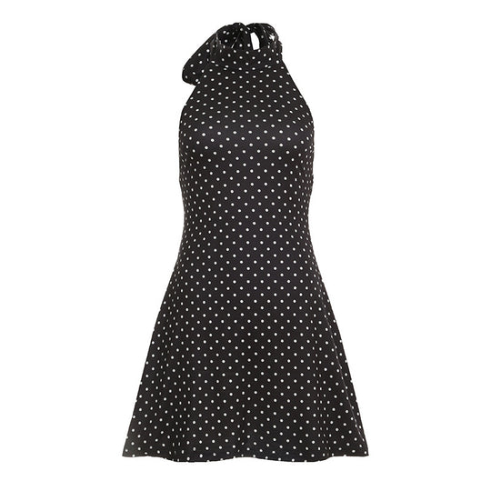 Damen Polka Dots Hängerkleid mit hohem Kragen R&B