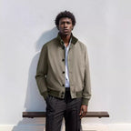Herren stylische und praktische Bomberjacke mit elastischem Bund und Knopfleiste R&B