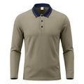 Herren nan langärmliges Piqué-Poloshirt mit Kontrastkragen und Dreiknopfleiste R&B