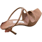 Damen elegante High Heel Sandalen mit transparentem Riemendesign R&B