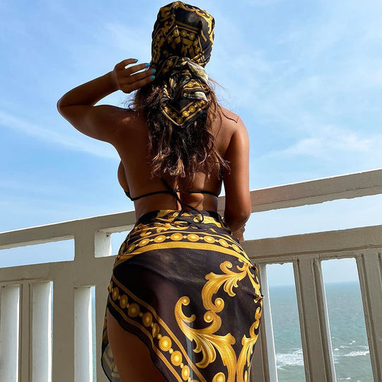 Damen Sarong mit kunstvollem Goldmuster R&B