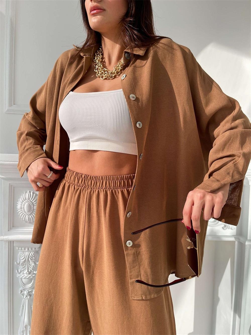 Damen Oversized Hemdbluse aus leichtem Material mit Knopfleiste R&B