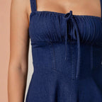 Damen Maxikleid mit raffiniertem Oberteil und schwingendem Rock R&B