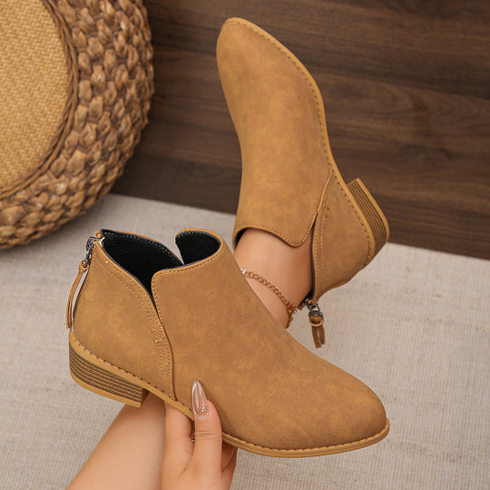 Damen modische Ankle Boots mit seitlichem Reißverschluss und geschmackvollem Design R&B