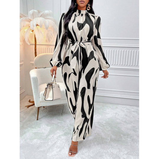 Damen Maxikleid mit stylischem Wickel-Design und eleganten Puffärmeln R&B
