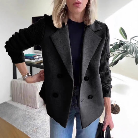 Damen Modischer Blazer mit doppelter Knopfleiste und Rippärmel R&B