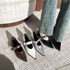 Damen elegante Slingback-Pumps mit breitem Riemen und blockiertem Absatz R&B