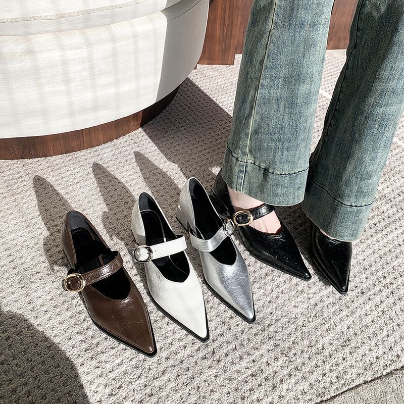Damen elegante Slingback-Pumps mit breitem Riemen und blockiertem Absatz R&B