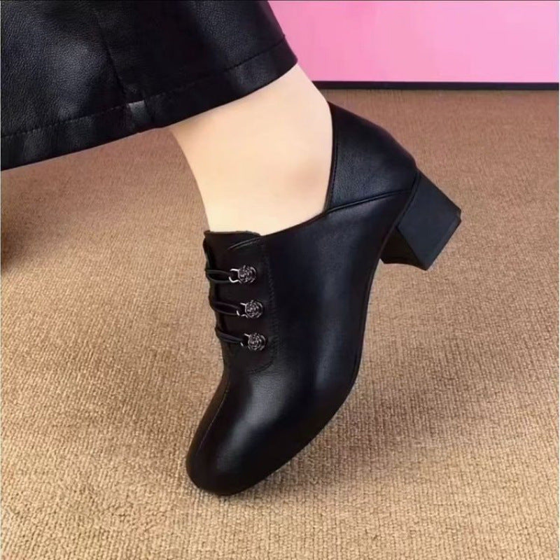 Damen elegante Schnürschuhe mit tiefem Blockabsatz und modischem Design R&B