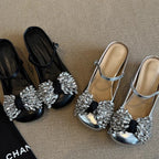 Damen elegante Slingback-Pantoletten mit funkelnden Strassdetails R&B