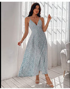 Damen Maxikleid mit floralen Details und elegantem V-Ausschnitt R&B