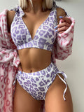 Damen Hochgeschnittenes Bikini-Set mit verspielten Rüschendetails R&B