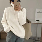 Damen Kuscheliger Strickpullover im Stehkragenstil