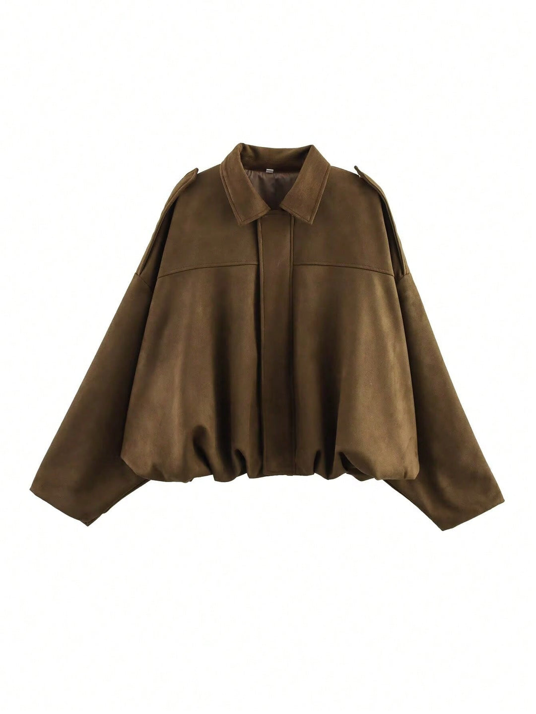 Damen nan weite Kurzjacke mit Ballonbund, verdecktem Verschluss und Schulterklappen R&B