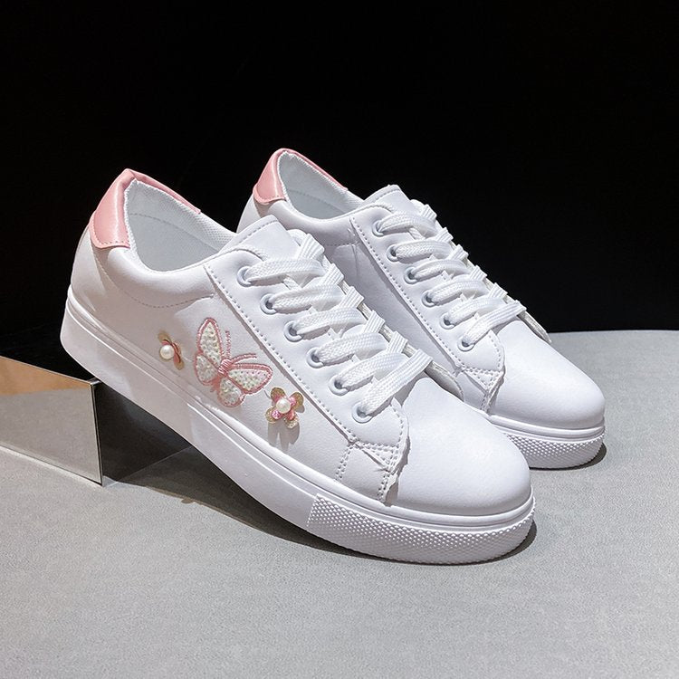 Damen Freizeit Sneakers mit verspieltem Schmetterlings- und Blumenmotiv R&B