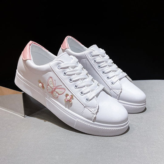 Damen Freizeit Sneakers mit verspieltem Schmetterlings- und Blumenmotiv R&B