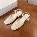 Damen Slingback-Pantoletten mit geflochtenem Obermaterial