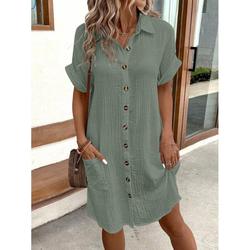 Damen Relaxed Fit Knopfkleid mit praktischen Taschen R&B