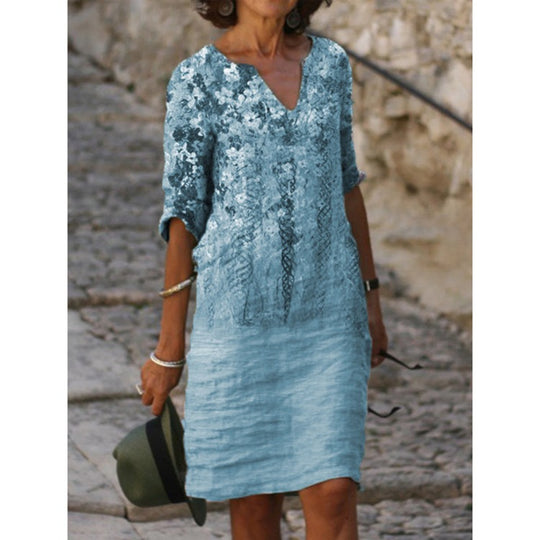 Damen Freizeitkleid mit elegantem Stickdesign und lockerem Schnitt Heidi-Mode