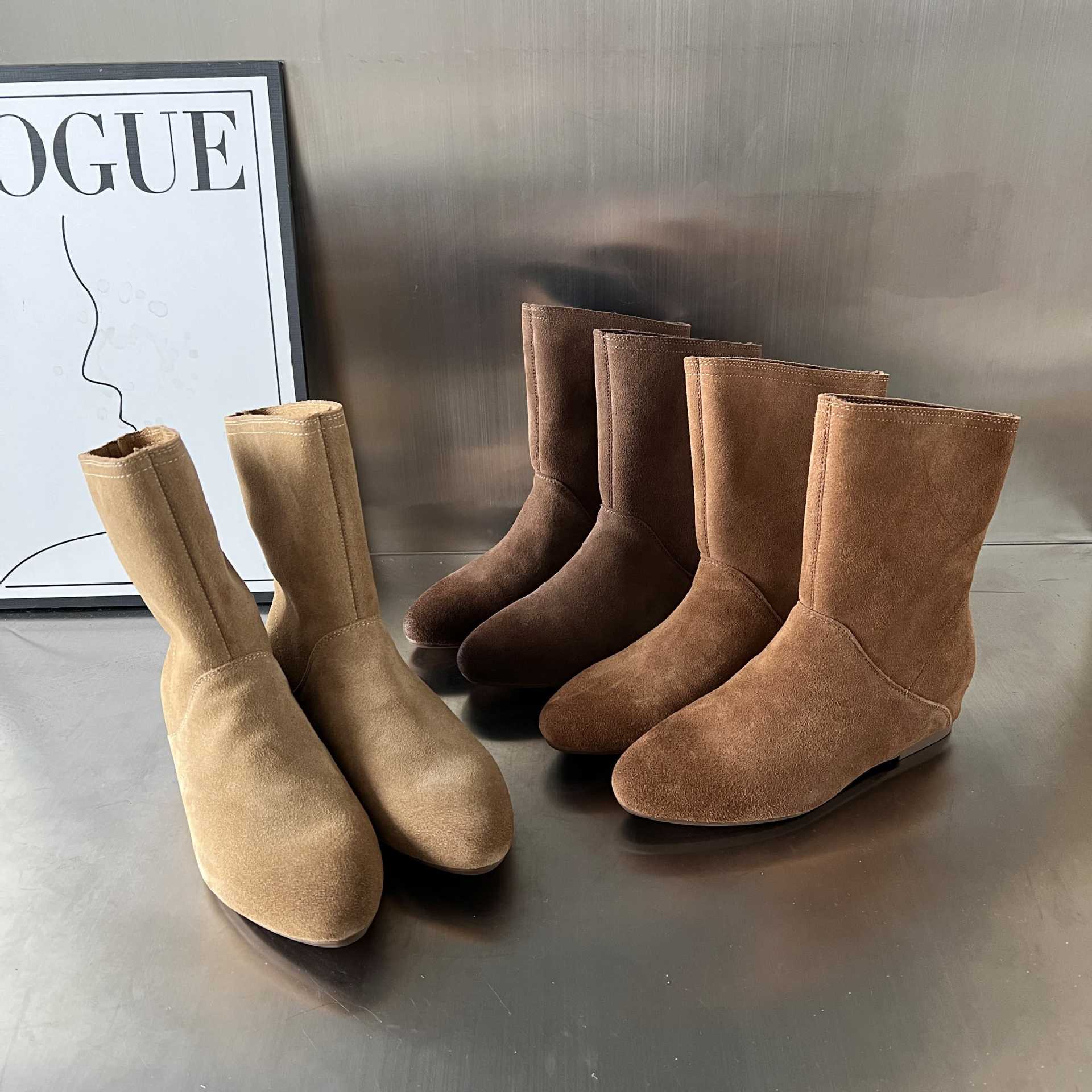 Damen stilvolle Ankle Boots aus hochwertigen Veloursleder R&B