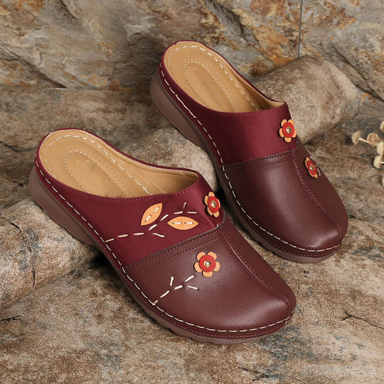 Damen Clogs mit floralem Applikationsdesign und rutschfester Sohle R&B